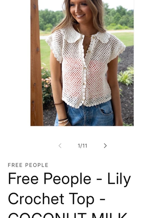 Free People Sweaters - Free People Cream Lily Crochet Button-Front Top